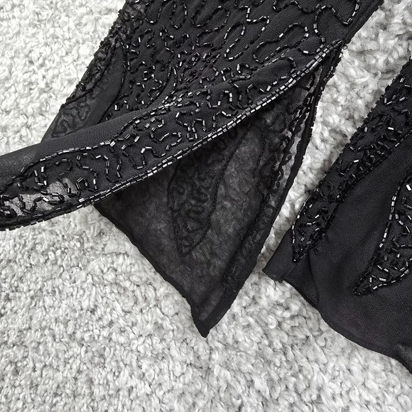 Dressbarn Collection Top‎ Womens XL Black Flare Sleeve Beaded Witchy Elegant - Picture 4 of 13